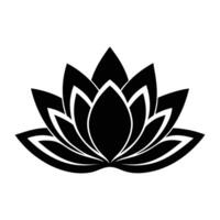 a black and white lotus flower on a white background. vector