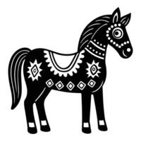 a black and white horse with a tribal pattern vector