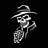 a skull wearing a hat and holding a cigarette vector
