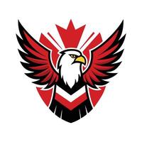 an eagle with wings on a red and black shield vector