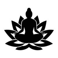 silhouette of a person sitting in lotus position on a white background vector