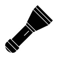 a black and white icon of a flashlight vector