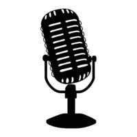 a black and white silhouette of a microphone vector