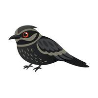 a black bird with orange eyes is standing on a white background vector