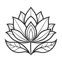 a black and white drawing of a lotus flower vector