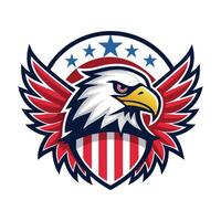 American eagle mascot with stars and stripes on the shield vector