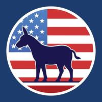 the donkey is standing in front of the american flag vector