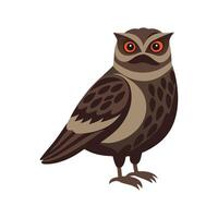 an owl with orange eyes is standing on a white background vector