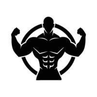 a silhouette of a man with a bodybuilding logo vector
