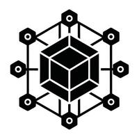 a black and white logo of a cube with a bunch of dots vector