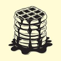 Belgian Waffle Stack with Dripping Chocolate Sauce Image on white backgropund. vector