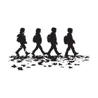 Silhouette Student Walking image isolated on white background vector