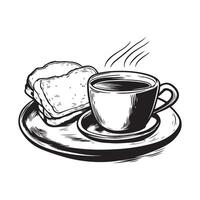 Bread toast with coffee cup Image isolated on white background vector