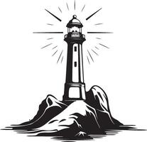 Silhouette Lighthouse Logo Images. Lighthouse logo design template isolated Image isolated on white background vector