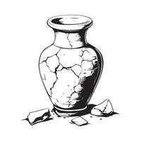 Broken Vase Ancient Jar Isolated Ceramic Broken Vase Image vector