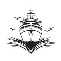 Front View Passenger Ship Logo Design Art Icons and Graphics on White Background vector