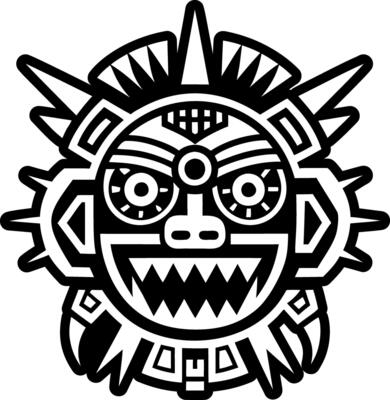 A filled style icon of ogre kachina tattoo