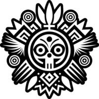 A tribal design with a skull and feathers vector