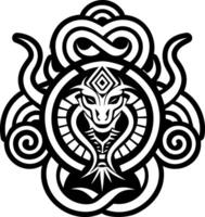 A tribal tattoo design with a snake and a celtic knot vector