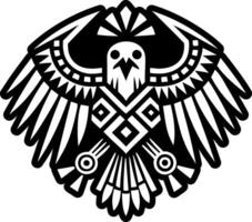A black and white eagle with a tribal design vector