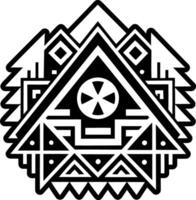 A black and white design with a triangle in the middle vector