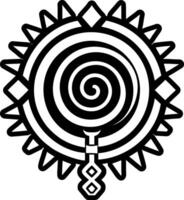 A black and white drawing of a circular design vector