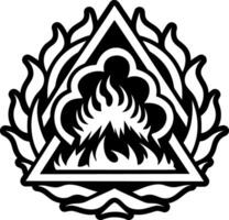 A solid style icon of burning mountain tattoo vector