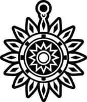 A black and white drawing of a sun with a star on it vector