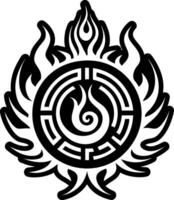 A glyph style icon of fire circle symbol vector