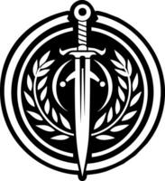 The emblem of the sword and laurel wreath vector