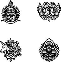 Four different emblems for the egyptian religion vector