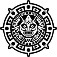 A glyph style icon of aztec calendar tattoo vector
