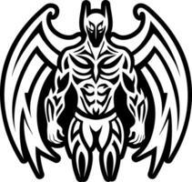A filled style icon of winged man tattoo vector