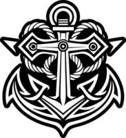 A filled style icon of anchor cross tattoo vector