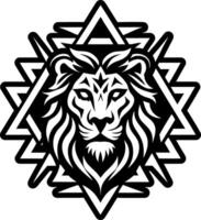 A lion head with a geometric pattern vector