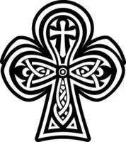A glyph style icon of coptic cross tattoo vector