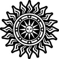 A solid style icon of ancient sun symbol vector