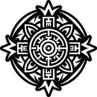 A black and white design with an aztec style vector