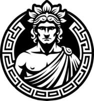 The greek god of war in a circular design vector