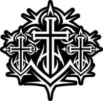 A solid style icon of calvary symbol tattoo vector