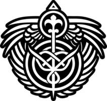 A filled style icon of ancient wings symbol vector
