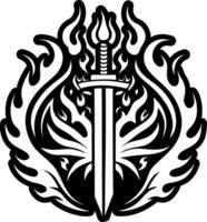 A filled style icon of flaming sword symbol vector