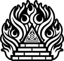 A filled style icon of fiery furnace tattoo vector