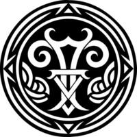 A solid style icon of janus symbol vector