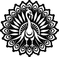 A peacock is shown in a black and white design vector