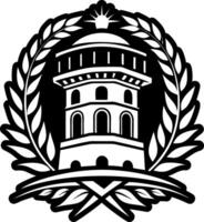 A solid style icon of ancient tower symbol vector