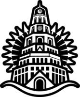 A solid style icon of babel tower symbol vector