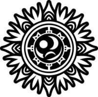 A sun and moon design in black and white vector