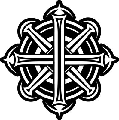 A glyph style icon of holy nails tattoo