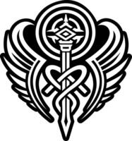 A glyph style icon of holy staff symbol vector
